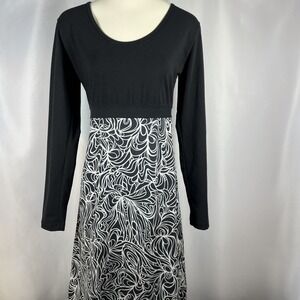 PrAna Woman's Black & White Abstract Swirl Stretch Dress Size Small